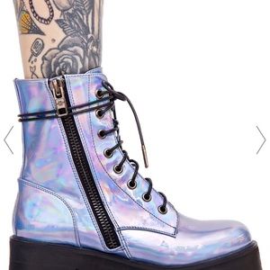 Adorable silver, metallic boots. New with box